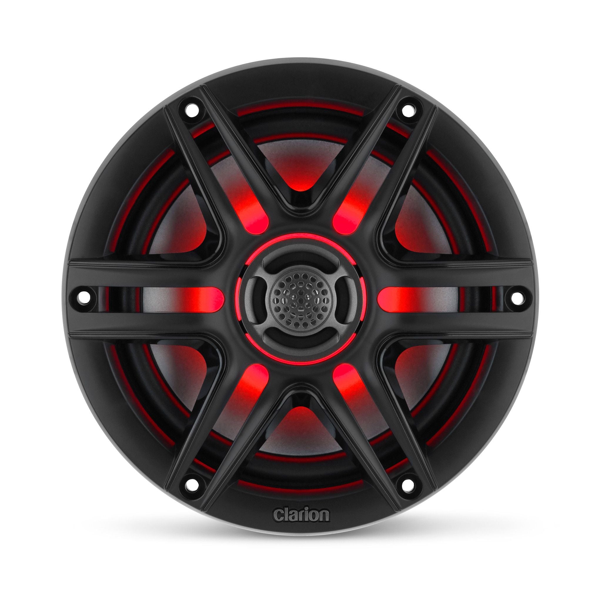 Front of CMS-651RGB-SW Coaxial Speaker Overhead Lit Red