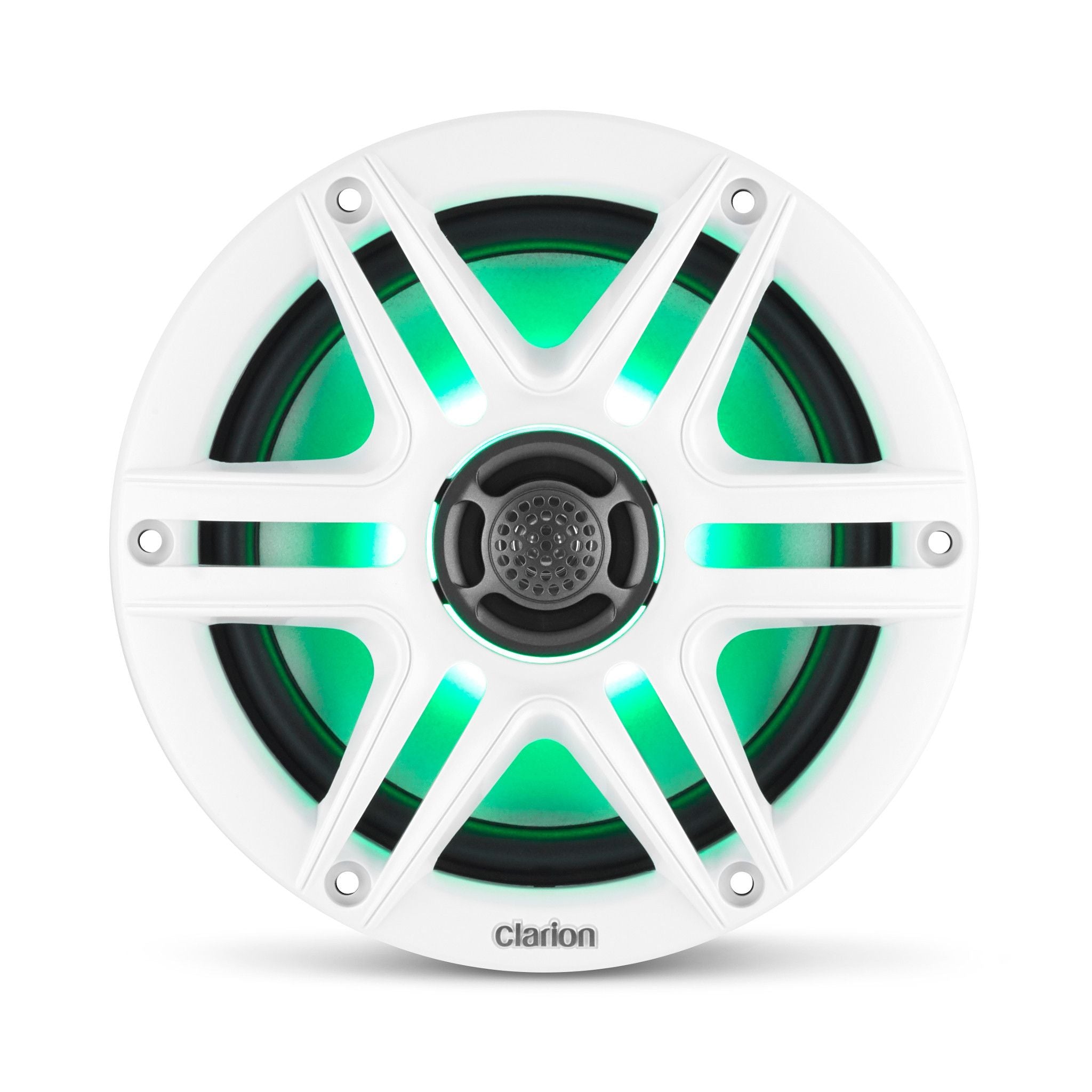 Front of CMS-651RGB-SB Coaxial Speaker Overhead Lit Green